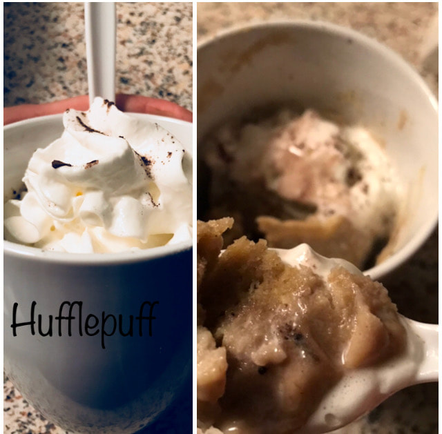 Cappuccino Coffee Mug Cake in Hufflepuff Mug