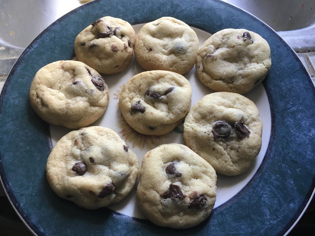 Chocolate chip cookies on plate