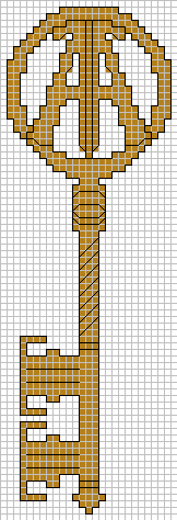 Gold key cross-stitch pattern