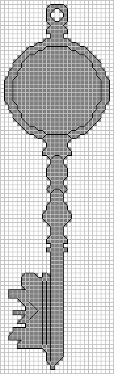 Silver key cross-stitch pattern