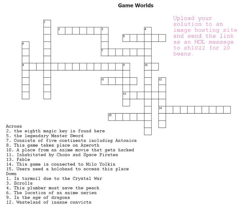 Game Worlds Crossword Puzzle