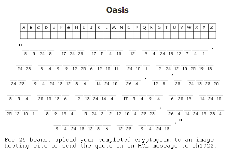 Oasis Cryptogram