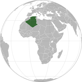 Image shows globe with Algeria highlighted