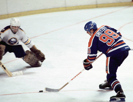 Image shows ice hockey player Wayne Gretzky in his #99 uniform