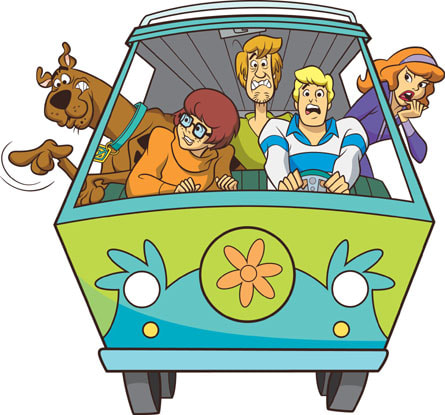 The Scooby Doo gang in the Mystery Machine