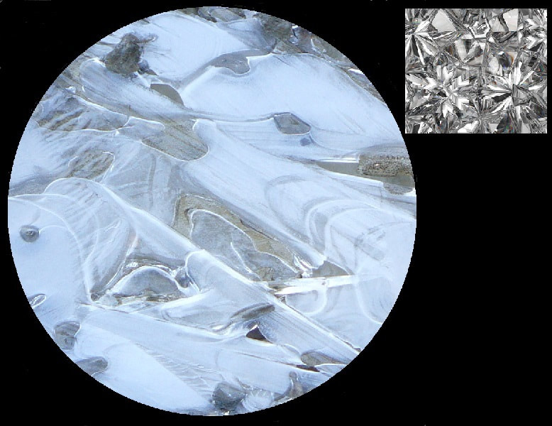 Photo of ice next to silver with similar pattern