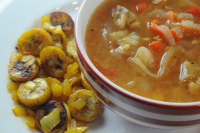 Plantains and soup