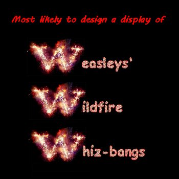 Most likely to design a display of Weasleys' Wildfire Whiz-bangs