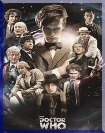 Doctor Who poster showing eleven incarnations of the Doctor 